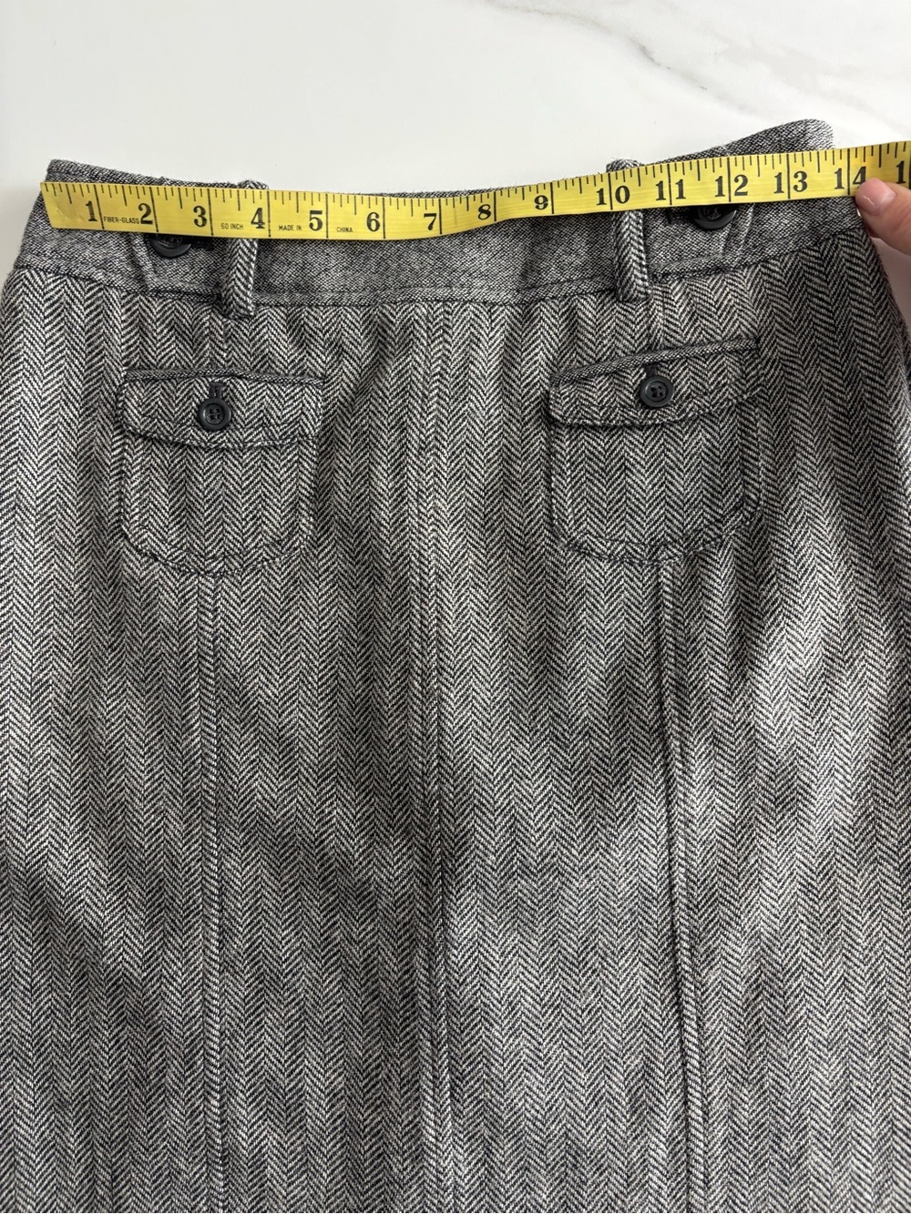 Ann Taylor Gray Herringbone Pencil Skirt - Classic Women’s Skirt Sz 2 - Picture 7 of 9